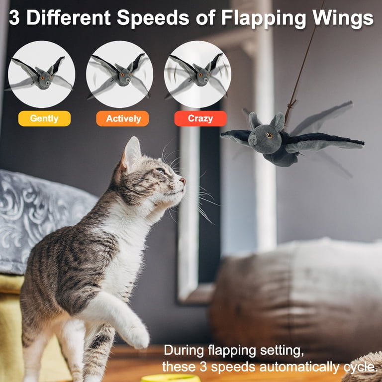 Furrygo Interactive Rechargeable Cat Toy, Flapping Bat with