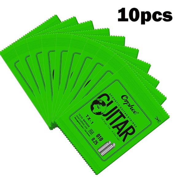 10 Pcs Orphee Single Strings for Acoustic Guitar 1st E-String(.010) Replacement