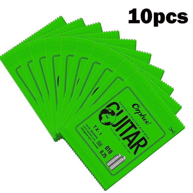 10 Pack Orphee Guitar Single String Replacement For Acoustic Guitar 1st EString ( 010) Long Lasting and Rust Proof