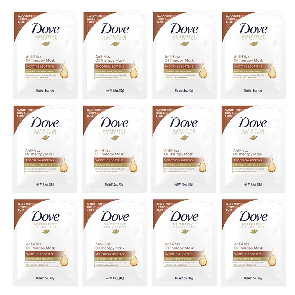 Pack of (12) Dove Anti-Frizz Oil Smooth Hair Mask, 1.5 oz