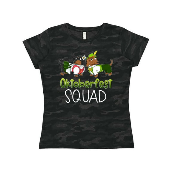 Inktastic Oktoberfest Squad- Cute Dachshunds in German Costumes Women's T-Shirt