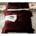thumbnail image 6 of 1 Piece Luxury Vintage Ruffle Pattern Comforter By D.N.G. BEDDINGS Premium Super Soft, All Season, 800 Thread Count 100% Egyptian Cotton King/California King Size Wine Color, 6 of 8