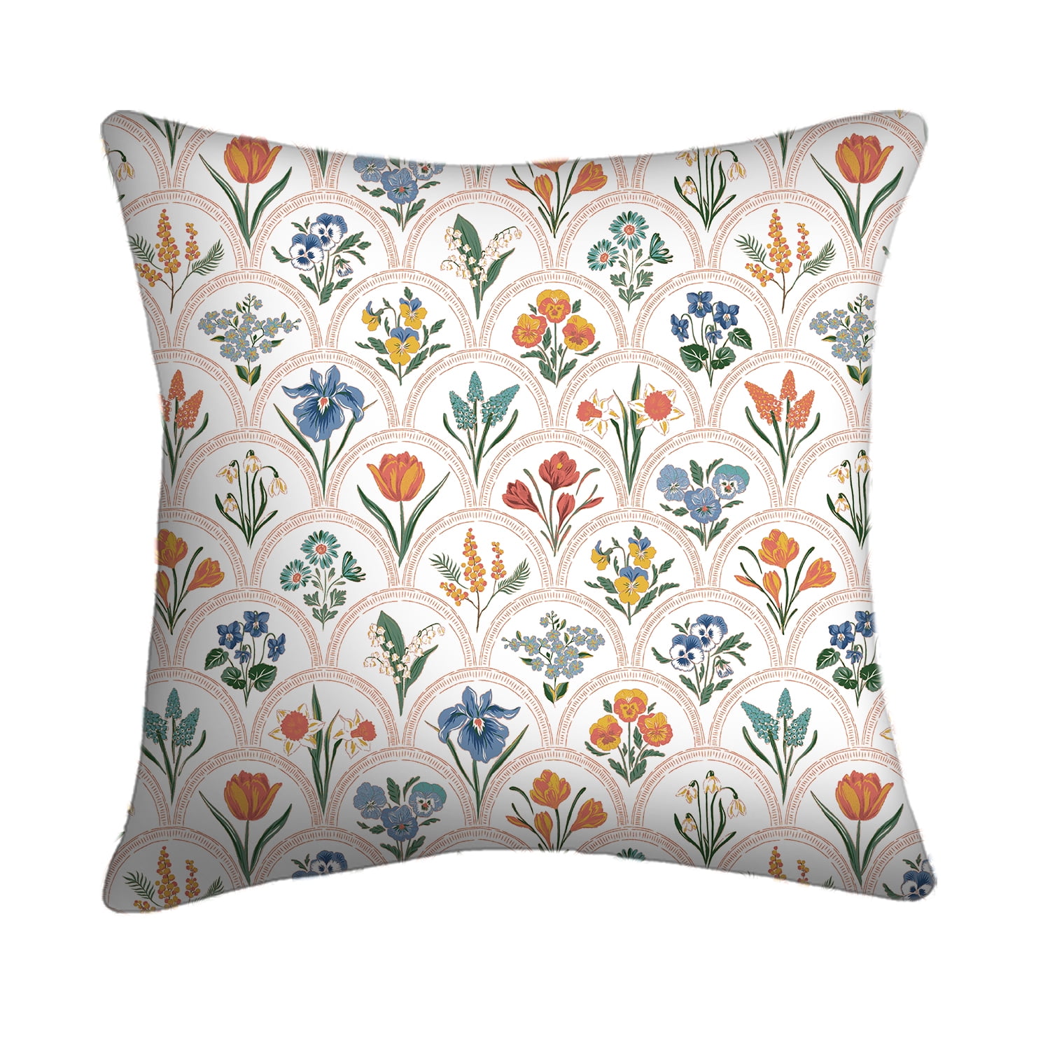 Mainstays 16" x 16" Flower Row Decorative Outdoor Throw Pillow, Multicolor