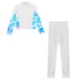 thumbnail image 4 of YONGHS Girls Figure Ice Skating Training Suit Practice Jacket Outerwear with Rhinestones Leggings Set White 16, 4 of 6