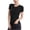 Black, variant on Staron Women's Summer Stretch Sports Short Sleeve Yoga Top Round Neck Casual Fitted Tee Shirt, Orange L