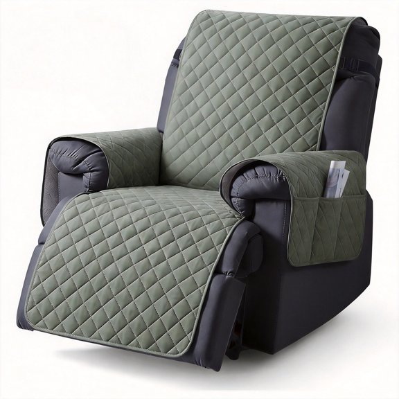 Behome Recliner Chair Covers, Non Slip Covers for Recliner Chair with Pocket, Recliner Couch Slipcover Furniture Protector with Elastic Straps for Kids((Dark Gray, 23")