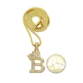 thumbnail image 2 of Unique Fashion 21 Stone Filled Small Initial Letter Alphabet B Pendant 2mm 24" Box Chain Necklace in Gold Tone, 2 of 4