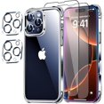 thumbnail image 1 of wonima11 5 in 1 Clear Case for iPhone 16 Plus 6.7-Inch, with 2 Screen Protector and 2 Camera Lens Protector, 9H Edge Protection Tempered Glass Film, Shockproof Drop Transparent Protection Cover, 1 of 1