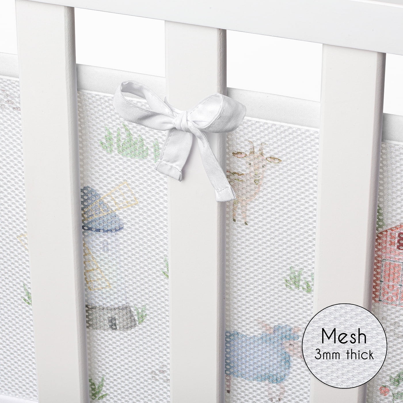 Sweet Jojo Designs + BreathableBaby Farm Animals Grey and Green Breathable Mesh Crib Liner Pad