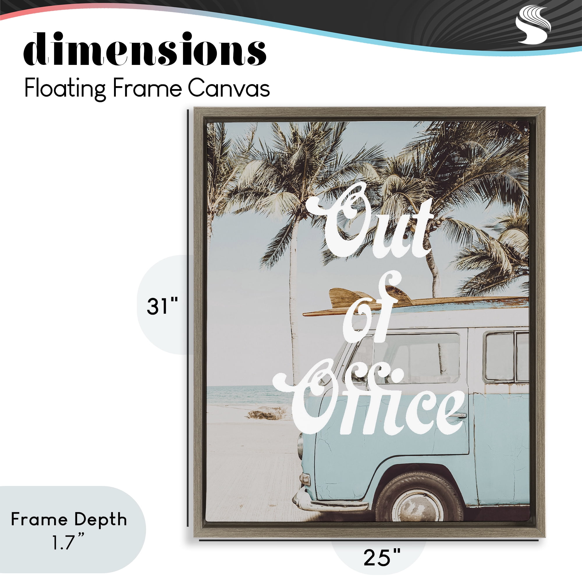 Stupell Industries Retro Out Of Office Beach Brown Framed Floater Canvas Wall Art, design by Lil' Rue