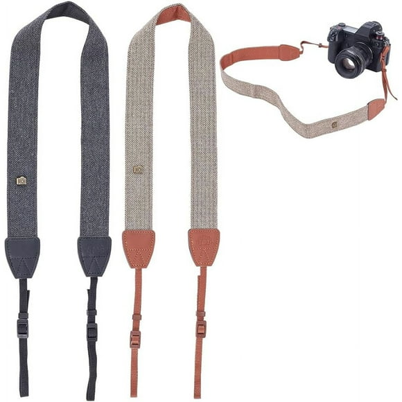 2 Colors Adjustable Camera Shoulder Straps 43-45 Inch Soft Camera Neck Belt Strap Vintage Camera Strap with Plastic