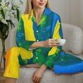thumbnail image 4 of Goofa Rainbow Colored Printed Women’s 2 Piece Pajama Set Super,Pajamas Women's Long Sleeve Sleepwear Soft Button Down Loungewear Pjs Lounge Set Nightwear-XX-Large, 4 of 9