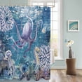 thumbnail image 3 of Fabric Shower Curtain, Vintage Blue Ocean Octopus and Starfish Map Shower Curtains with 12 Hooks Waterproof Machine Washable Bath Curtains for Bathroom,36 x 78in, 3 of 6