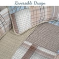 thumbnail image 7 of Cozy Line Home Fashions Hank Blue Grey Brown Plaid Grid Real Patchwork 100% Cotton Reversible Quilt Bedding Set, Queen 3 Piece, 7 of 7