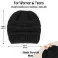 thumbnail image 3 of IC ICLOVER Winter Hat Ponytail Beanie Hat for Women, Soft Stretch Cable Knit Messy Bun Beanie,Trendy and Warm - Black, 3 of 8