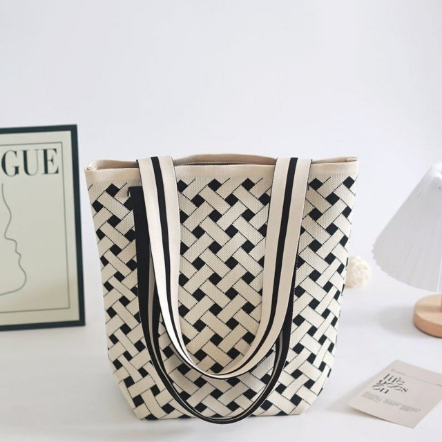 Nvzi Bolso de hombro tejido, bolso de mano tejido y bolso de cosméticos, bolsos de mano tejidos elegantes para playa de verano 7,87 x 0,78 x 11,81 pulgadas - Estilo D