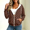 thumbnail image 6 of Lutiedan Womens Oversized Zip Up Polka Dot Hoodies Long Sleeve Hooded Sweatshirts Casual Fleece Lined Sweatshirts S-XXL, 6 of 8