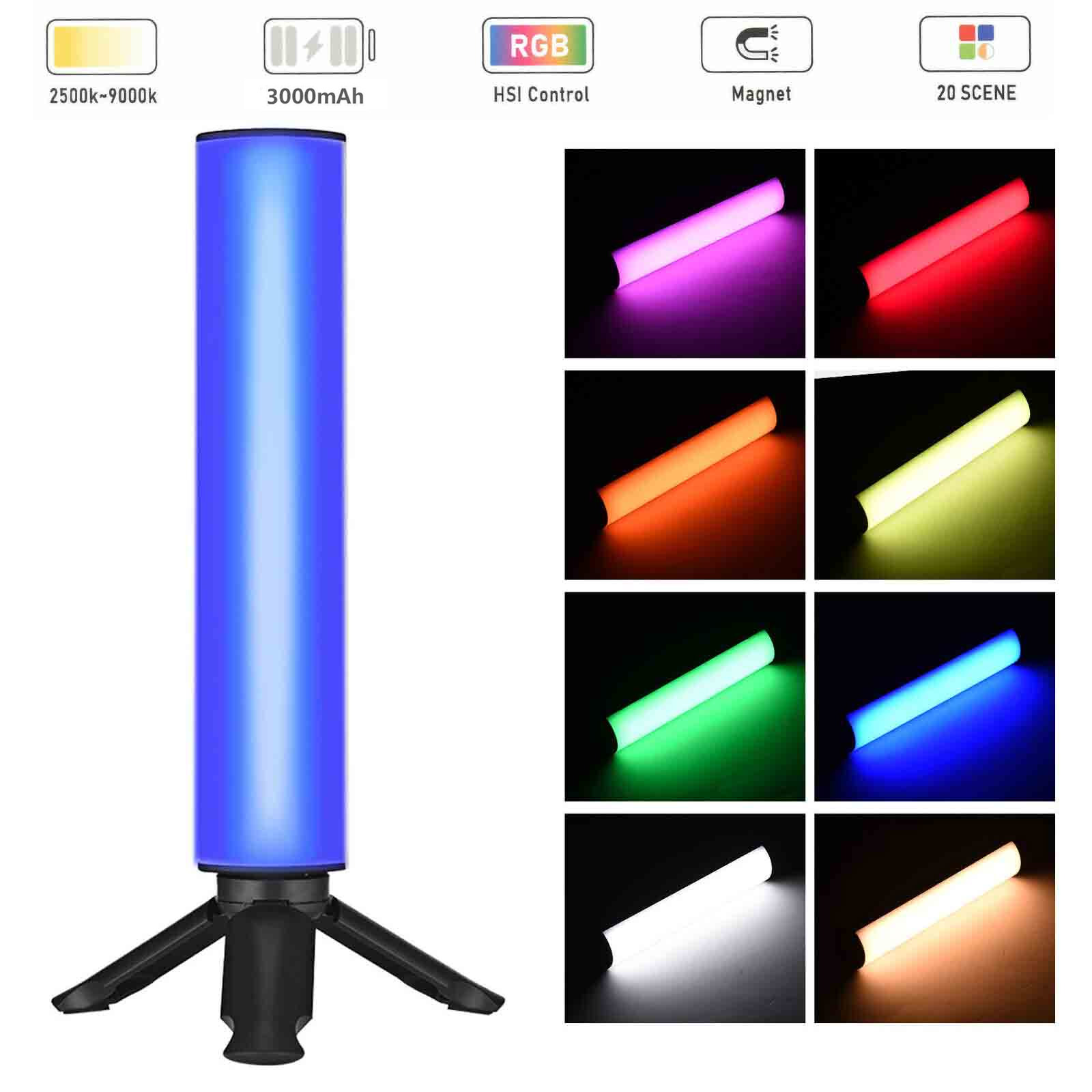 Portable W200RGB Tube Light Fill Light Magnetic LED Video Light 2500K-9000K Lamp Rechargeable 3000mAh Tripod