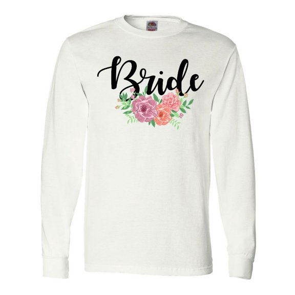 Inktastic Bride with Flower Illustration Long Sleeve T-Shirt