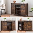thumbnail image 6 of EastVita 47" Farmhouse Coffee Bar Cabinet with Storage,Wine Bar Cabinet Sliding Barn Door,Buffet Sideboard with 16 Bottle Wine Rack,Retro, 6 of 8