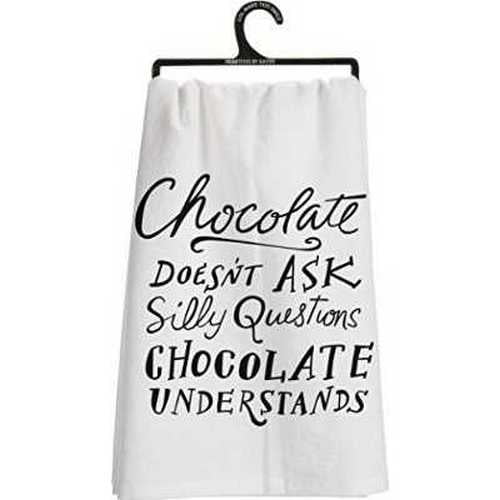 Primitives by Kathy 25253 LOL Made You Smile Dish Towel, 28" Square, Chocolate Doesn't Ask