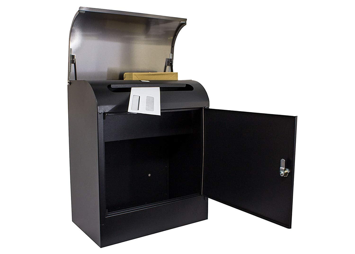 Selma locking mail & parcel box, black with stainless steel