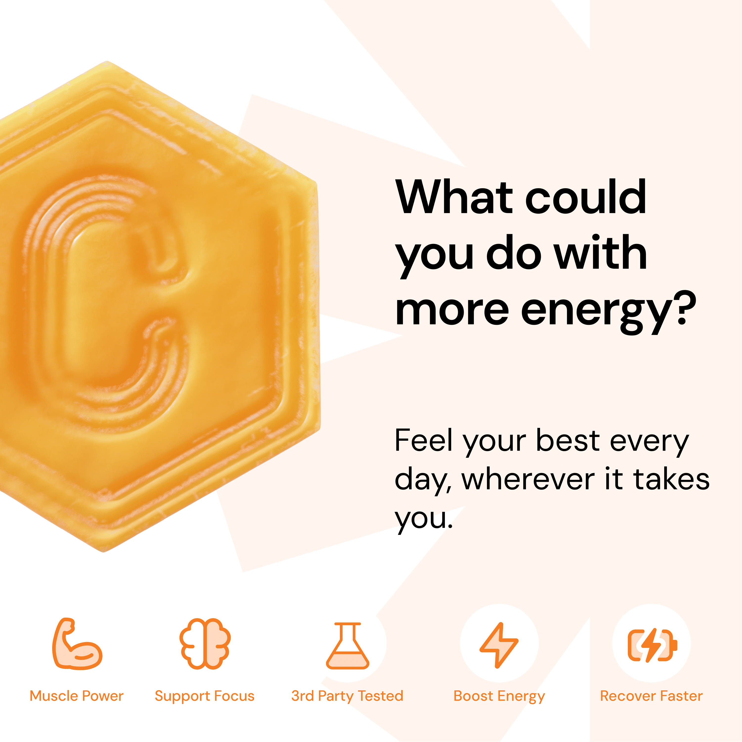Create Creatine Gummies – 1.5g Creatine Monohydrate Per Gummy, Boost Strength & Focus, Orange, 90 Ct
