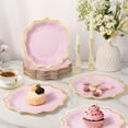 thumbnail image 4 of NOGIS 30 Pcs Scalloped Plates, 8.5 Inch Pink Dessert Paper Plates Cake Plates Disposable Scalloped Paper Plates with Gold Foil Edge Light Pink Plates for Tea Party Baby Shower Birthday, 4 of 7