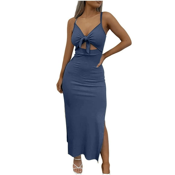 TSADFHJI Leather Skirts for Women Long Women's Casual Fashion Sexy Suspender with out Side Slit Wrap Skirt Xs Dark Blue