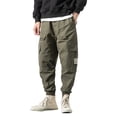 thumbnail image 1 of Pantalones cargo de algodón para hombre - Cintura elástica con cordón - Pantalones deportivos informales, tallas M-XXXL, 1 of 8