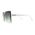 thumbnail image 3 of Womens Oversize Rimless Shield Butterfly Designer Chic Sunglasses White Green, 3 of 4