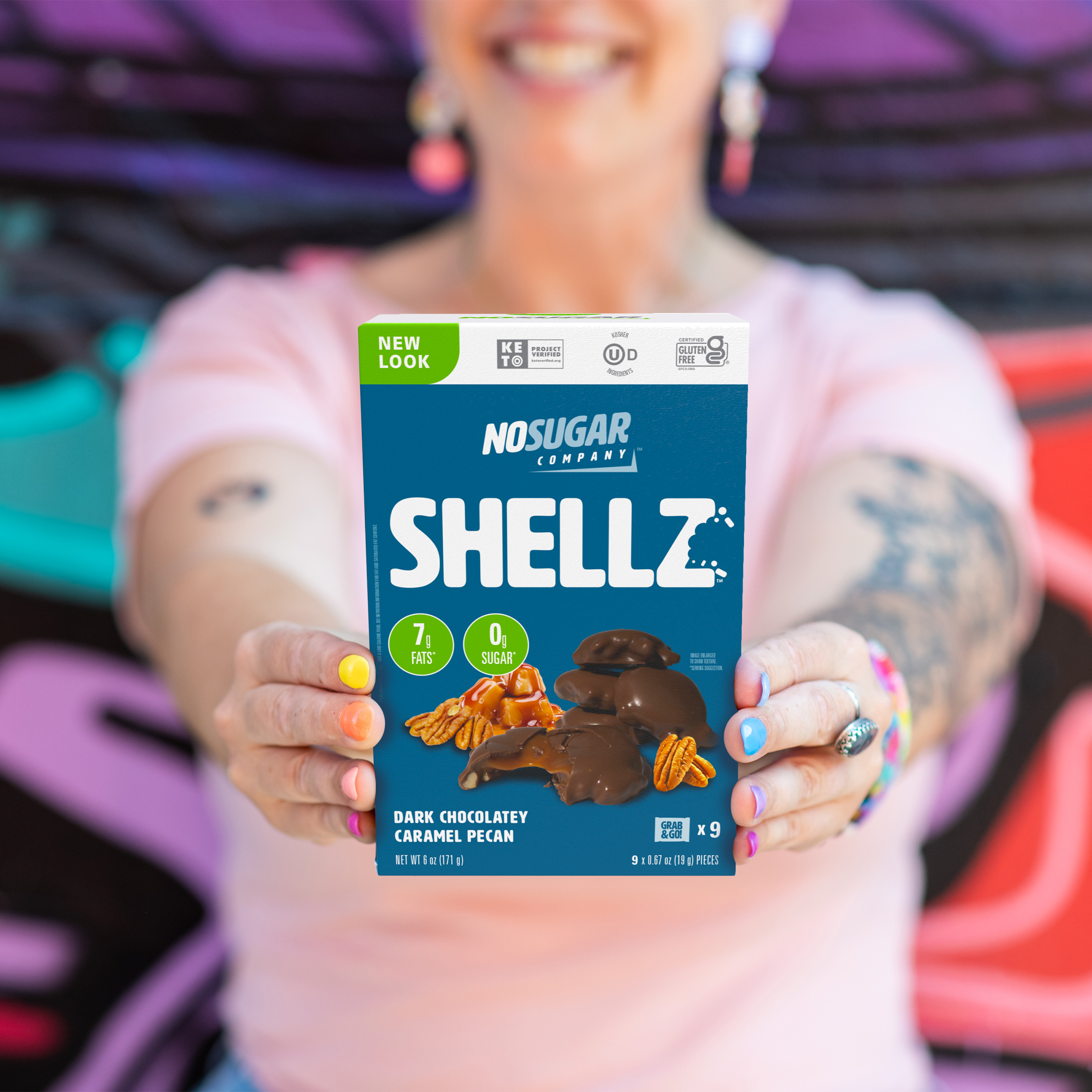 (2 pack) No Sugar Company Shellz Dark Chocolatey Caramel Pecan, 9 Count