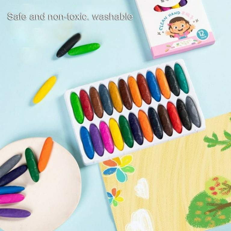 EUBUY Peanut Crayons for Toddlers 24 Colors Plus 2 Coloring Books Easy to  Hold and Washable for Girls and Boys Blue 