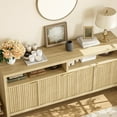 thumbnail image 3 of Armoire de Rangement Cannelée Yiwa 65,8 Pouces Réglable à 3 Niveaux, Organisateur d'Entrée Moderne avec Portes Cannelées et Poignée Dorée, Conception Imperméable pour Cuisine, Salle à Manger et Bureau à Domicile, 3 of 5