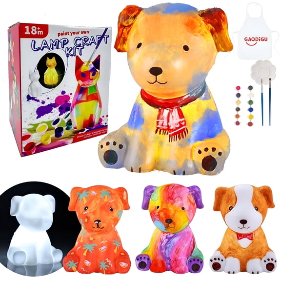 VELIMO Paint Your Own Puppy Lamp Kit,Art Supplies for Kids Ages 8-12,Crafts for Girls 8-12,Night Light Kids Crafts Ages 4-8,Gift for Boys and Girls Ages 3