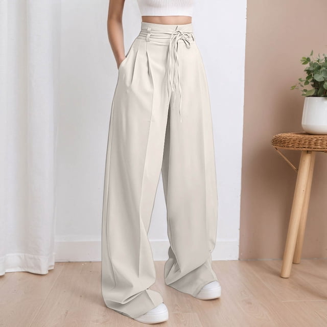 WILLBEST Pantalones Casuales de Verano para Mujer, con Rayas, Cintura Alta, Patchwork, Bolsillos Colgantes, Pierna Recta, Pantalones de Traje Casuales para Mujer Moderna XXXL