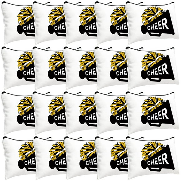 Bolsa de maquillaje Cosblank Cheer Teams de lona, 20 unidades, negro y dorado
