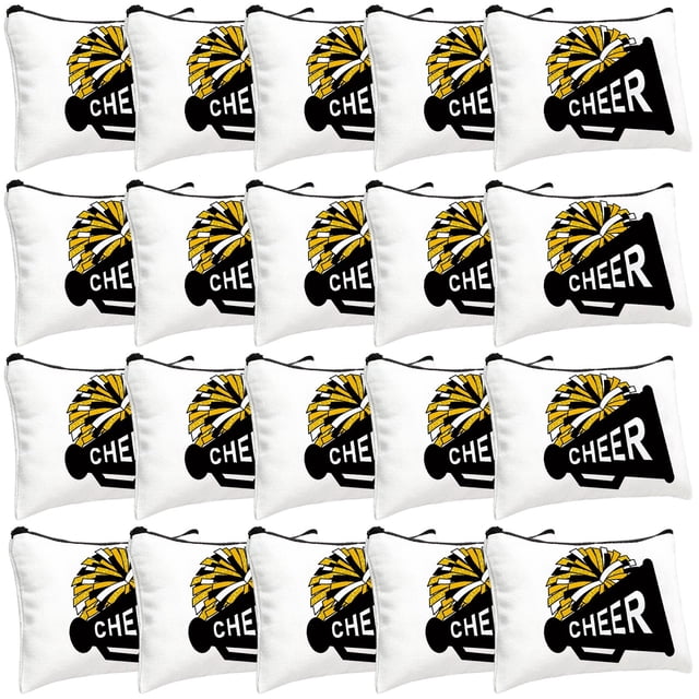 Bolsa de maquillaje Cosblank Cheer Teams de lona, 20 unidades, negro y dorado