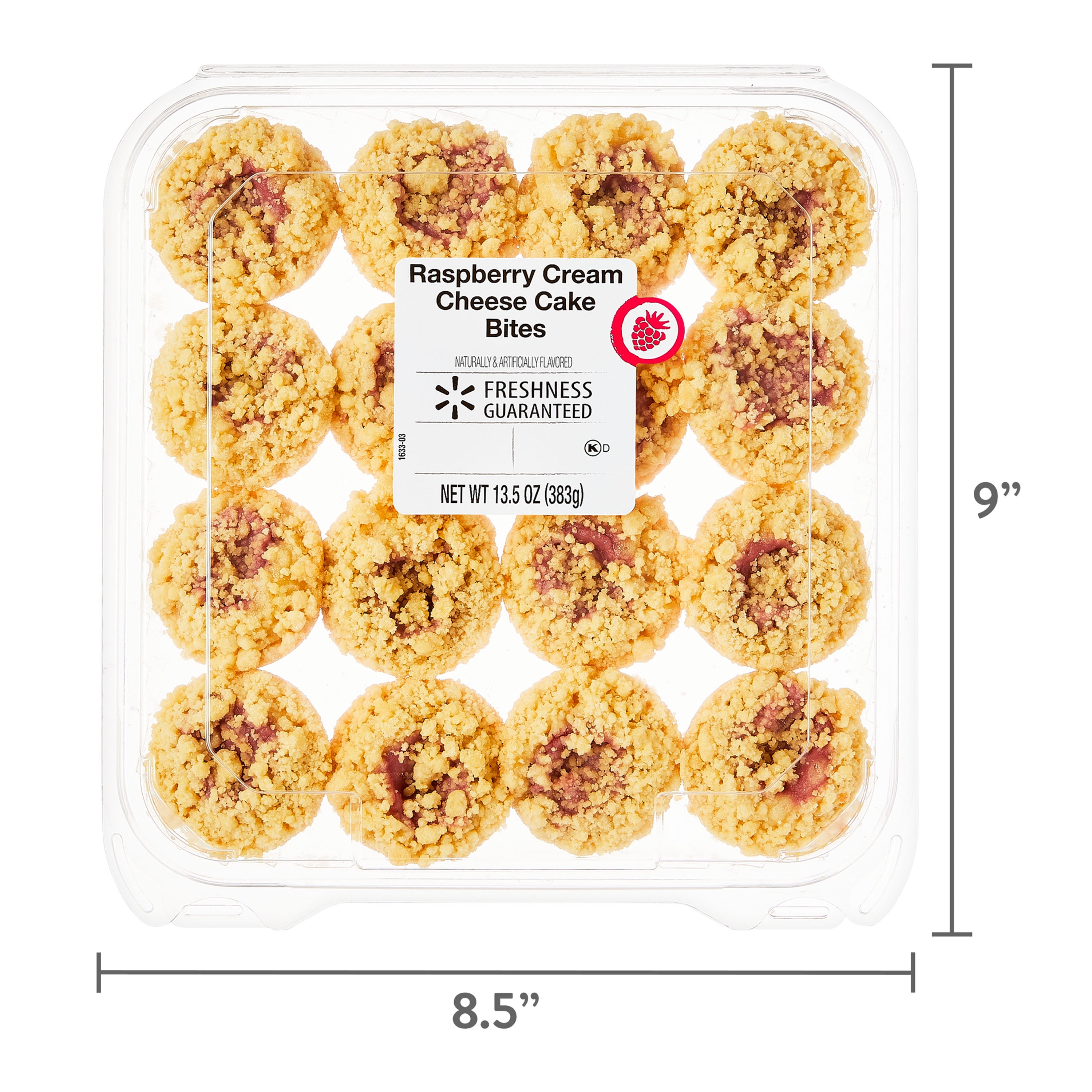 Freshness Guaranteed Raspberry Cream Cheese Mini Cake Bites, 13.5 oz, 16 Count (Clamshell)