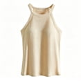 thumbnail image 3 of XIAONU Womens Ribbed Halter Tank Top Sleeveless Slim Fit Gym Daily Camis, 3 of 3