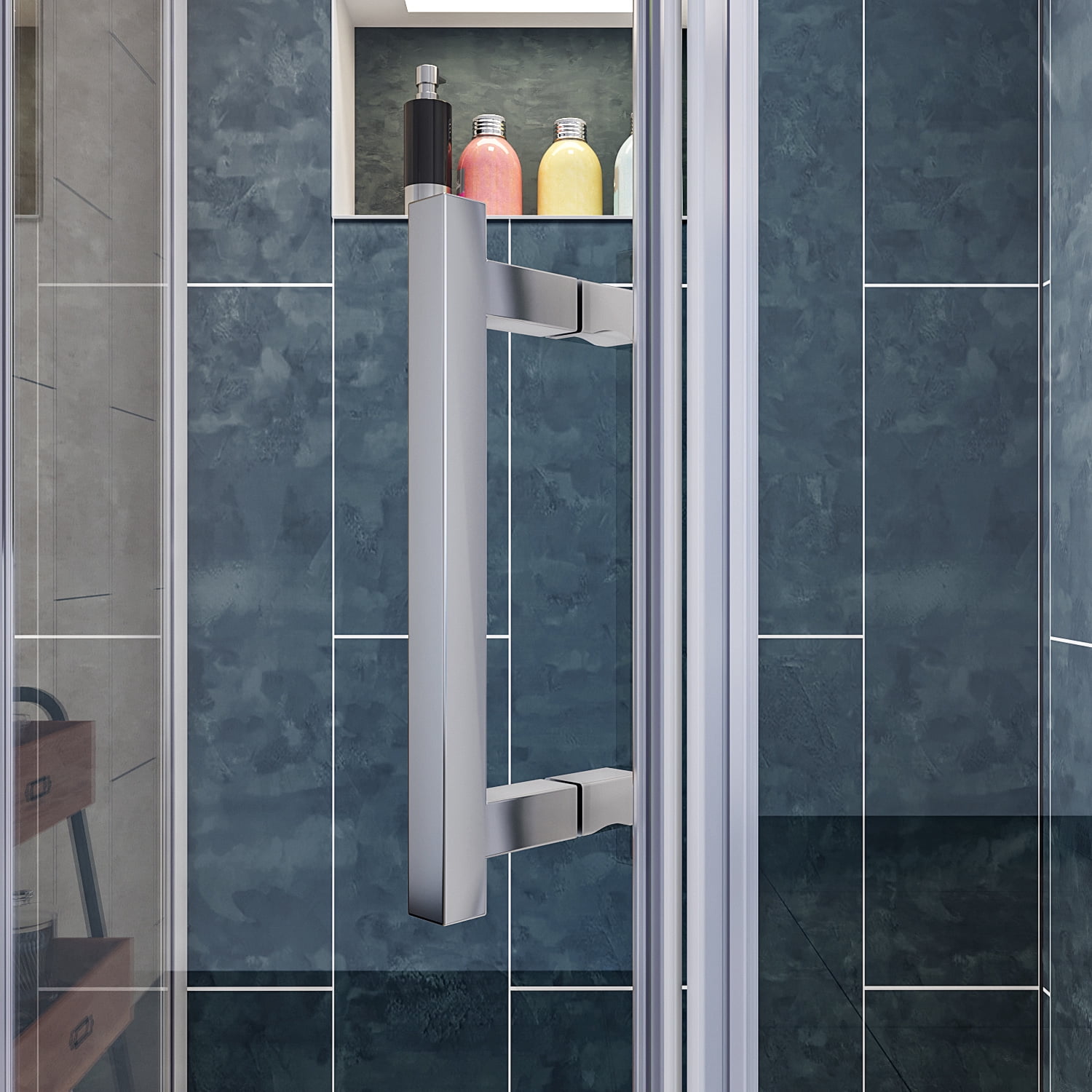 Sunny Shower Neo-angle Sliding Shower Enclosures 36 1/2" W x 36 1/2" D x 72" H Corner Frameless Shower Door Not Include Shower Base