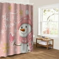 thumbnail image 5 of Blush Pink Snowman, Bathroom Curtain 72 Inch Shower Curtain with Hooks, Christmas Gold Snowflake Waterproof Polyester Bath Curtain Washable Bathtub Curtain 66''x 72'', 5 of 6