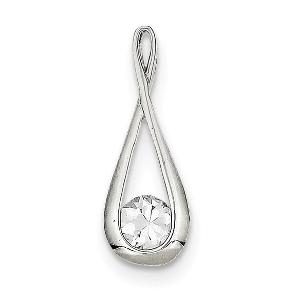 925 Sterling Silver Polished Cubic Zirconia Tear Drop Pendant Necklace 25x9mm Wide Pendant for Women
