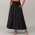 thumbnail image 5 of QATAINLAV Vintage Plaid Maxi Skirt for Women Elagant High Waisted Loose A-Line Business Casual Skirts with Pockets, Green, XL, 5 of 7