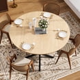 thumbnail image 3 of Hawsaiy 47" Round Dining Table for 4-6, Modern Farmhouse Kitchen Table with Metal Legs, Wood Circle Dinner Table for Kitchen & Dining Room, Natural, 3 of 8