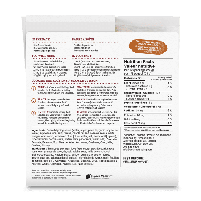 Street Kitchen, Kit de Rouleaux de Printemps Vietnamiens avec Sauce aux Arachides, 145 g (Stable à Température Ambiante) 6 délicieux rouleaux de printemps authentiques en 20 minutes