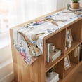 thumbnail image 4 of Bunny Easter Table Runner Linen Burlap Table Runner 70 Inches Long Spring Floral Blue Eucalyptus Leaves Wooden Dresser Scarves for Kitchen Island Coffee Dining Party Wedding Holiday Decor 13"x70", 4 of 8