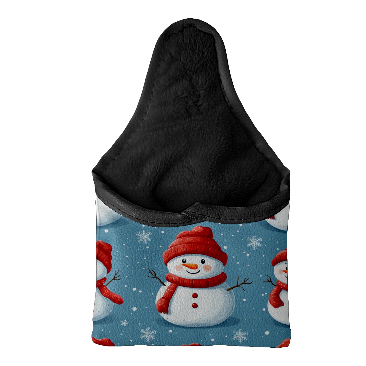 Golf Mallet Putter Cover Premium Leather Waterproof Golf Putter Head Cover with Magnetic Closure Christmas Snowman