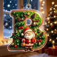 thumbnail image 6 of romoty Personalized Initial Christmas Tree Letter Ornaments, Pine Needle Santa Claus Pendants, 2D Flat Acrylic Monogram Xmas Decor, 6 of 6