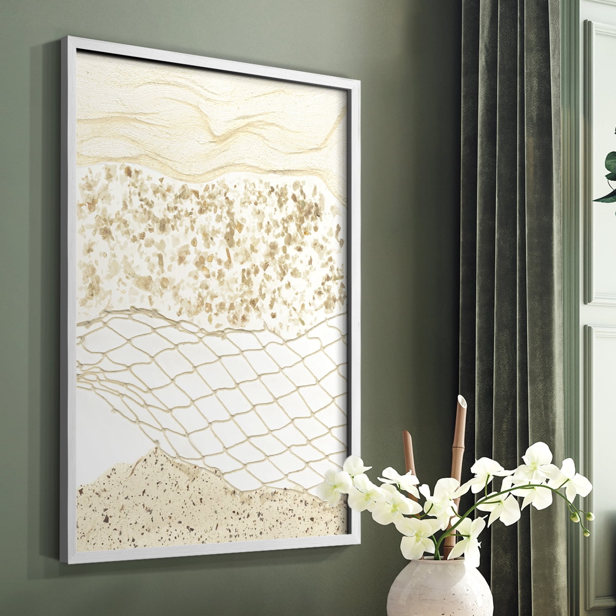 Coast Away I Framed Print in White Solid Wood Framed Print No Nail Hanging